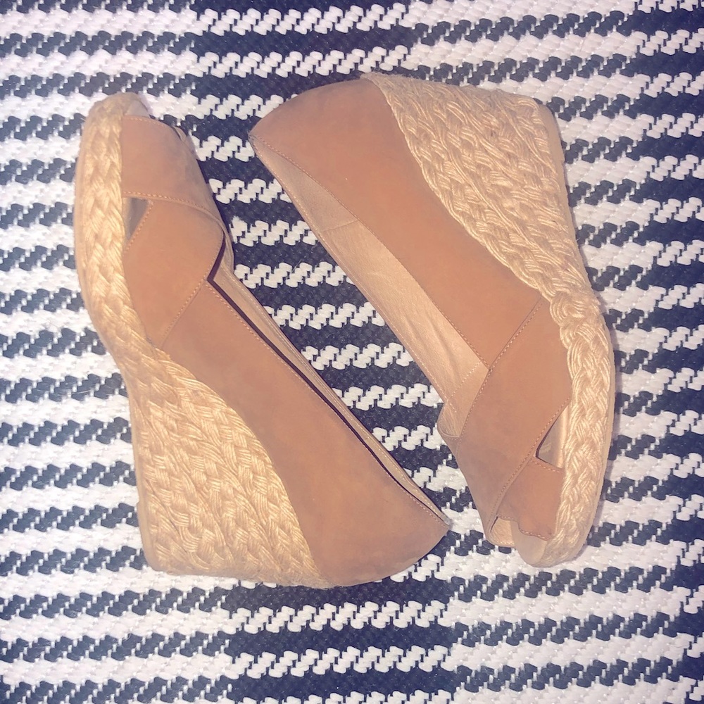 Michael Kors KORS suede peep toe espadrille wedge